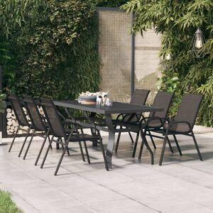 Garden Table Grey and Black 180x80x70 cm Steel and Glass - Royalton