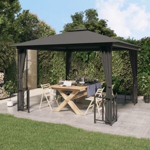 Gazebo with Sidewalls&Double Roofs 3x3 m Anthracite - Royalton