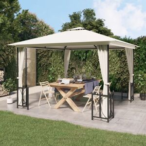 Gazebo with Sidewalls&Double Roofs 3x3 m Cream - Royalton