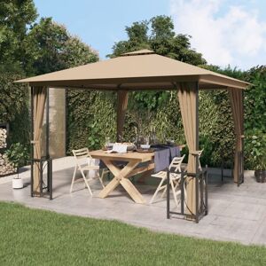 Gazebo with Sidewalls&Double Roofs 3x3 m Taupe - Royalton