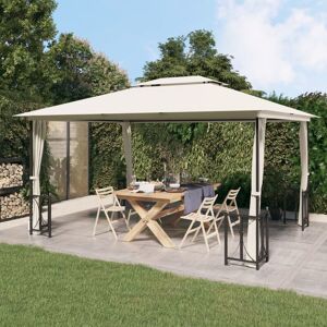 Gazebo with Sidewalls&Double Roofs 3x4 m Cream - Royalton