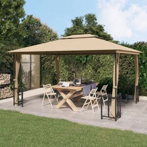 Gazebo with Sidewalls&Double Roofs 3x4 m Taupe - Royalton