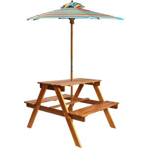 Kids Picnic Table with Parasol 79x90x60 cm Solid Acacia Wood - Royalton