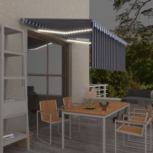 Manual Retractable Awning with Blind&LED 3x2.5m Blue&White - Royalton