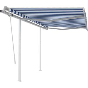 Manual Retractable Awning with Posts 3.5x2.5 m Blue and White - Royalton