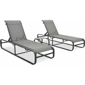 BERKFIELD HOME Royalton Sun Loungers 2 pcs with Table Textilene and Aluminium