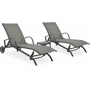 BERKFIELD HOME Royalton Sun Loungers 2 pcs with Table Textilene and Steel