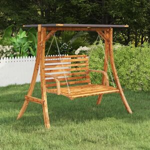 BERKFIELD HOME Royalton Swing Frame with Anthracite Roof Bent Wood with Teak Finish