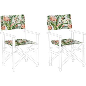 Beliani - Set of 2 Garden Chairs Replacement Fabrics Seat Backrest Flamingo Pattern Cine - Green