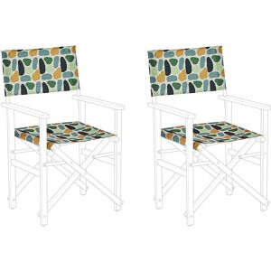 BELIANI Set of 2 Garden Chairs Replacement Fabrics Seat Backrest Geometric Pattern Cine - Multicolour