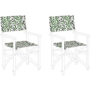 Beliani - Set of 2 Garden Chairs Replacement Fabrics Seat and Backrest Leaves Pattern Cine - Green