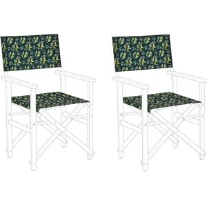 BELIANI Set of 2 Garden Chairs Replacement Fabrics Seat and Backrest Olives Pattern Cine - Green