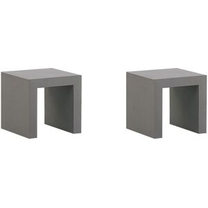 BELIANI Set of 2 Modern Industrial Outdoor Chairs Grey Concrete Steel Frame Taranto - Grey