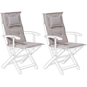 Beliani - Set of 2 Outdoor Seat/Back Cushion Padded with Removable Headrest Pad Taupe Maui - Beige