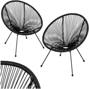 TECTAKE Garden chairs in retro design (set of 2) - dining chairs, egg chairs, bedroom chairs - black - black