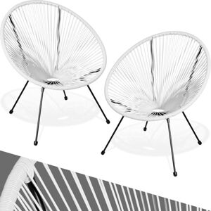 TECTAKE Garden chairs in retro design (set of 2) - dining chairs, egg chairs, bedroom chairs - white - white