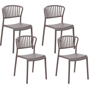 BELIANI Set of 4 Plastic Dining Chairs Indoor Outdoor Stacking Side Chairs Taupe Gela - Beige