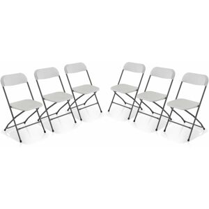 SWEEEK Set of 6 folding event chairs - Fiesta - plastic seats and metal frame, white - White