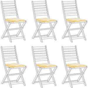 Beliani - Set of 6 Outdoor Seat Pad Cushions Removable Cover Ties Yellow and White Tolve - Yellow