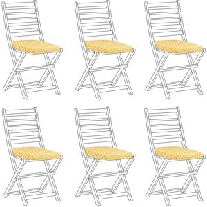 Beliani - Set of 6 Outdoor Seat Pad Cushions Removable Cover Ties Yellow Tolve - Yellow