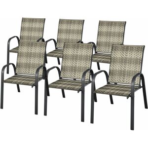 COSTWAY Set of 6 pe Wicker Stackable Chairs Garden Patio Armchairs Bistro Chair Seats