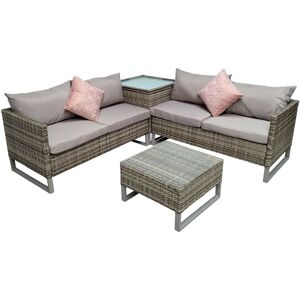 Lucy Wicker Corner Sofa Coffee Table Set & Storage Unit Grey - Signature Weave