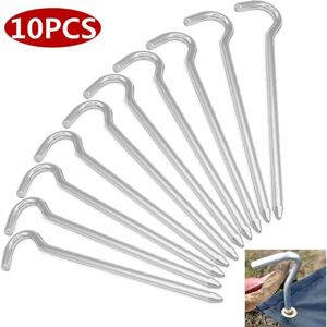 HÉLOISE Silver Camping Steel Tent Stakes Steel Tent Anchor Nail Hooks Tent Stakes Tent Accessories for Outdoor Camping Gardening Camping Hiking（10 Pieces）