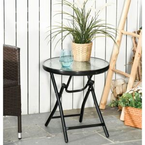 UNIQUEHOMEFURNITURE Small Garden Table Round Glass Furniture Bistro Coffee Side Metal Folding Patio