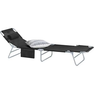 Sobuy - Adjustable Reclining Garden Bed Chair,Black,OGS35-SCH