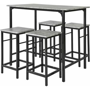 OGT11-HG,Dining Set Bar Set-1 Bar Table and 4 Stools,Grey Top+Clothes Rack FRG109-SCH As Gift - Sobuy