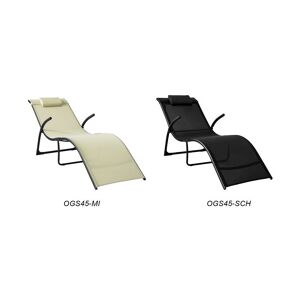 Foldable Sun Lounger, Reclined Chair Seat, Folding Garden Patio Beach Chair, Black,OGS45-SCH - Sobuy