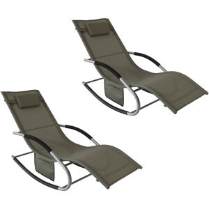 Set of 2 Sun Loungers and Recliners with Side Bag,Garden Furniture, OGS28-BRx2 - Sobuy