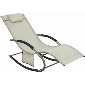 Garden Rocking Deck Chair Recliners with Footrest,Beige,OGS28-MI - Sobuy