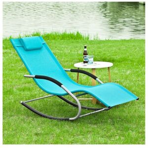 SoBuy Rocking Garden Sunlounger Chair with Footrest,OGS28-HB,Blue