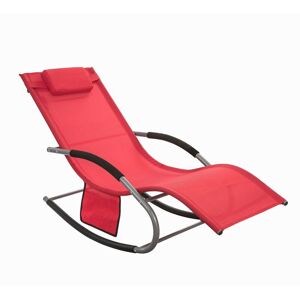 Sobuy - Garden Rocking Deck Chair Recliners with Footrest,Red,OGS28-R