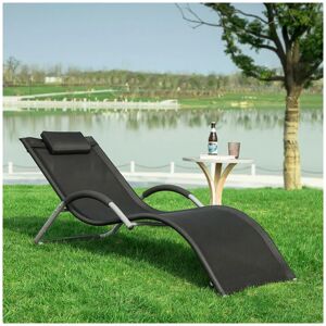 Sobuy - Outdoor Garden Sun Lounger Relaxing Arm Chair Recliner Black OGS38-SCH