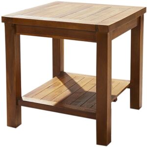 Trueshopping - Square Teak Coffee Drinks Side Table - Wooden Outdoor Garden Patio Furniture - Brown