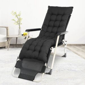 Livingandhome - Sun Lounger Cushion Pad Garden In/Outdoor Recliner Chair Seat Pads,Black