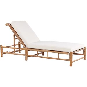 Beliani - Sun Lounger Natural Bamboo Off white Backrest Adjustment Ligure - Light Wood