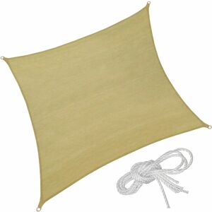 Tectake - Sun shade sail square, beige - garden sun shade, garden sail shade, sun canopy - 300 x 300 cm - beige