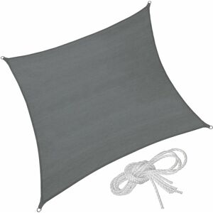 Tectake - Sun shade sail square, grey - garden sun shade, garden sail shade, sun canopy - 300 x 300 cm - grey