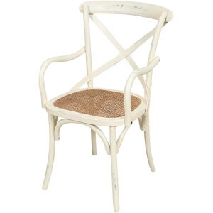 BISCOTTINI Vintage Thonet wood and rattan chair 89x50x43 cm Rustic bedroom armchair with armrests Kitchen dining room chair Modern chair - antique white