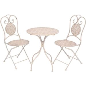 SWEIKO 3 Piece Bistro Set Steel White VDTD27535