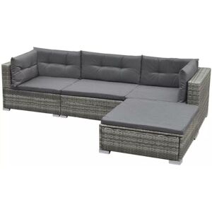 SWEIKO 5 Piece Garden Lounge Set with Cushions Poly Rattan Grey VDTD33982