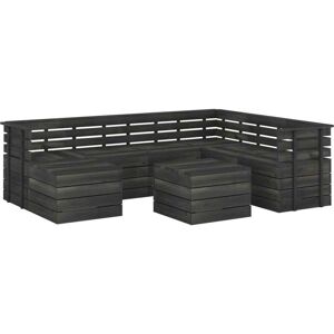 SWEIKO 8 Piece Garden Pallet Lounge Set Solid Pinewood Dark Grey FF3063761UK