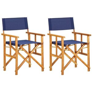 SWEIKO Director's Chairs 2 pcs Solid Acacia Wood Blue VDFF29920UK