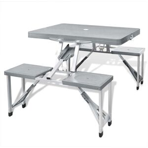 SWEIKO Foldable Camping Table Set with 4 Stools Aluminium Extra Light Grey VDFF26502UK