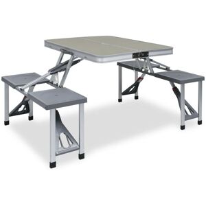 SWEIKO Folding Camping Table with 4 Seats Steel Aluminium FF47686UK