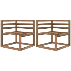 SWEIKO Garden Pallet Corner Sofas 2 pcs Brown Impregnated Pinewood FF316192UK