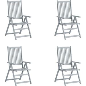 SWEIKO Garden Reclining Chairs 4 pcs Grey Solid Acacia Wood FF3065517UK